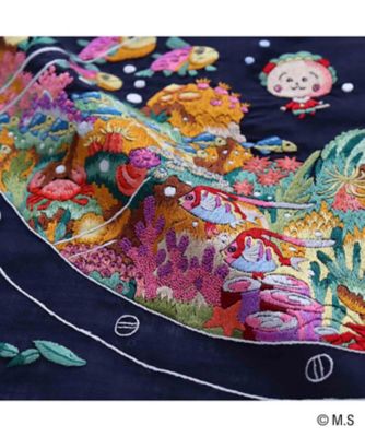 【９月中旬以降届】コジコジ　ベトナム手刺繍ハンカチ