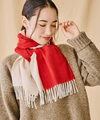 美品　ISSEY MIYAKE ウールマフラー 赤 オレンジ 伊勢丹新宿店限定 カシミヤマフラー IMI09770 | 三越