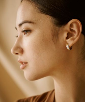 ＜ete bijoux (Women)＞［トリカラー］　フープイヤリング