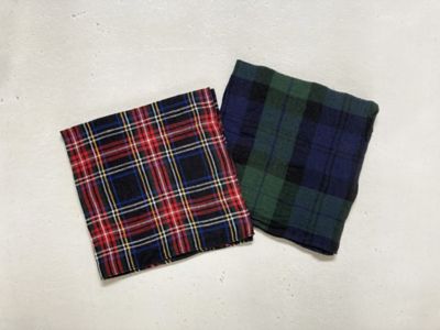 ＜R & D.M.Co-/OLDMAN’S TAILOR (Women)＞ＬＩＮＥＮ　ＴＡＲＴＡＮ　ＣＨＥＣＫ　ＨＡＮＤＫＥＲＣＨＩＥＦ