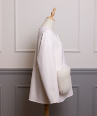 U-Big 石井毛皮 ウールダブルフェイスビッグカラー FOXポケットコート 即納＋受注】ウールダブルフェイスショールカラーボリュームFOX