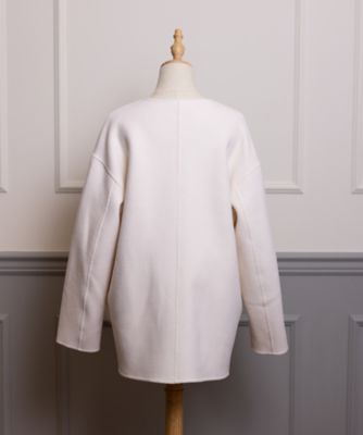 U-Big 石井毛皮 ウールダブルフェイスビッグカラー FOXポケットコート ウールダブルフェイスポケットFOXファーロングコート