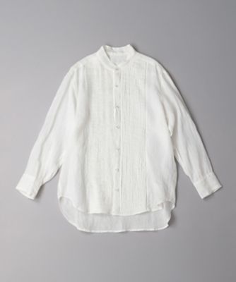 【送料無料】BASCO (Women/大きいサイズ)/バスコ エド haddow リネンピンタックバンドカラーシャツ 2301951ー10 白 トップス【三越伊勢丹/公式】