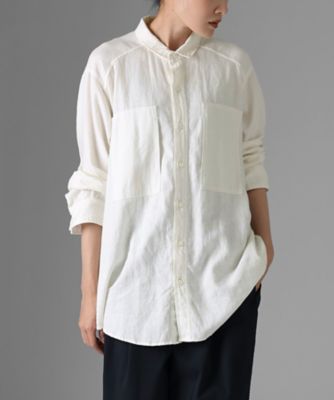 ＜BASCO (Women/大きいサイズ)＞ブライアン　ｈａｄｄｏｗ　サイドスリットポケットの綿麻シャツ　２３０６２６１ー４