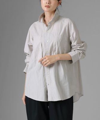 ＜BASCO (Women/大きいサイズ)＞ブライアン・Ｂ　ｈａｄｄｏｗ　サイドスリットポケットのストライプシャツ　２３０６３６１ー４