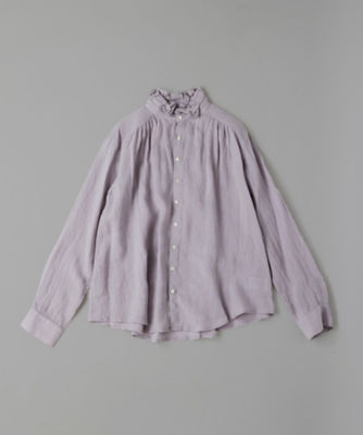 ＜BASCO (Women/大きいサイズ)＞パウロ・麻［Ｈａｄｄｏｗ］ウォッシュドリネンのたたみフリル襟のシャツ