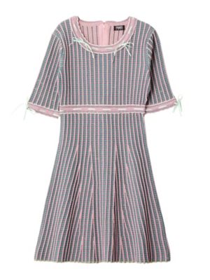 KITTEN GLITTER STRIPE KNIT DRESS 伊勢丹限定色