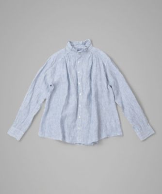 美品✨haddow BASCO ストライプ柄シャツ　コットン100 フリル襟　M パウロ・B［Haddow］ストライプのたたみフリルカラーシャツ/ITEM