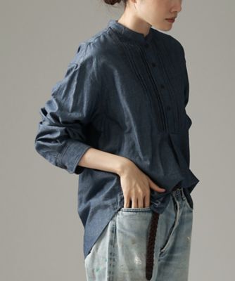 H&C様 ヘンリー・B［Haddow］胸ピンタックのデニムボザムシャツ