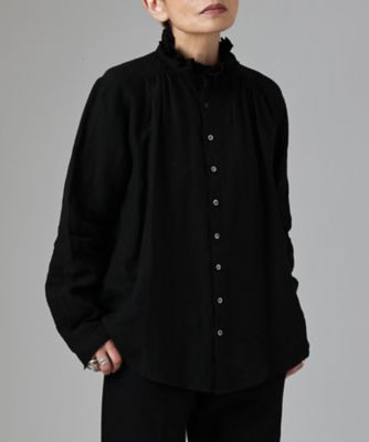 ＜BASCO (Women/大きいサイズ)＞パウロ麻　ウォッシュドリネンのたたみフリル襟のシャツ