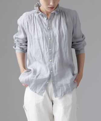 ＜BASCO (Women/大きいサイズ)＞パウロ麻　ｈａｄｄｏｗ　ウォッシュドリネンのたたみフリル襟のシャツ　２３５２５６１－１０