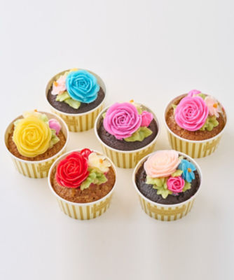  ピクニック カフェ 食べられるお花のカップケーキ6個セット お菓子・チョコレート（洋菓子）