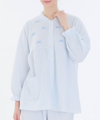 接結　わた入　ストライプフリルパジャマ　２４－８２４１３