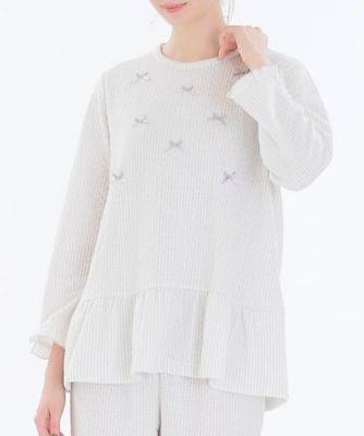 接結　わた入　ストライプペプラムパジャマ　２４－８２４１４