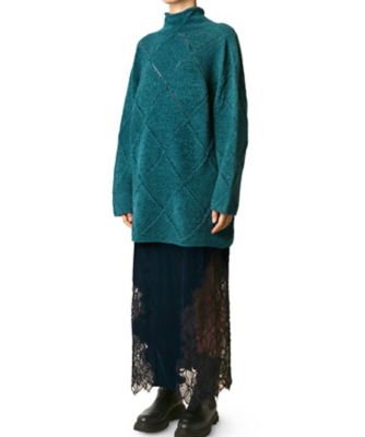 新品　ルシェルブルー  バックジップ　ストラクチャースリーブドレス　38 ひざ丈ワンピース 公式の店舗