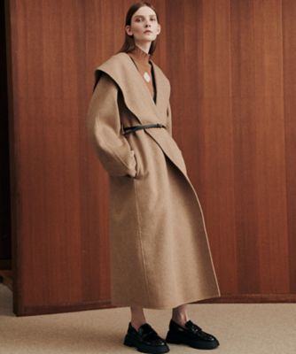 Big Collar Belted Maxi Coat | LE CIEL 