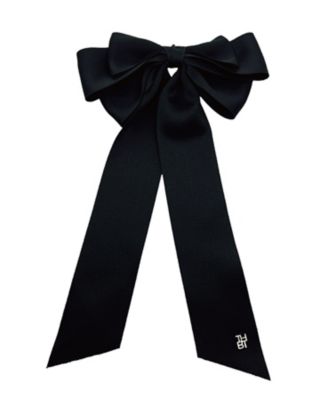 ＜THE HAIR BAR TOKYO＞シルクサテン　トリプルボウ　１０ｃｍ　ナローバレッタ　ウィズ　ブラックエンブレム　２４Ｓ－ＴＨＨＡ－０１５