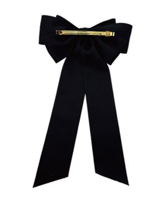 シルクサテン トリプルボウ 10cm ナローバレッタ ウィズ ブラック