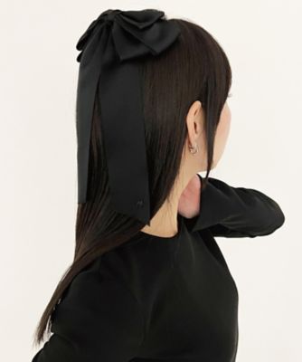 シルクサテン トリプルボウ 10cm ナローバレッタ ウィズ ブラック