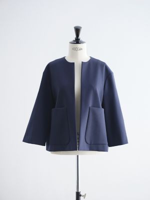 ＜saqui (Women)＞ｎｏ－ｃｏｌｌａｒ　ｎａｖｙ　ｊａｃｋｅｔ