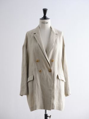 ＜saqui (Women)＞ｌｉｎｅｎ　ｏｖｅｒ－ｓｉｚｅｄ　ｊａｃｋｅｔ