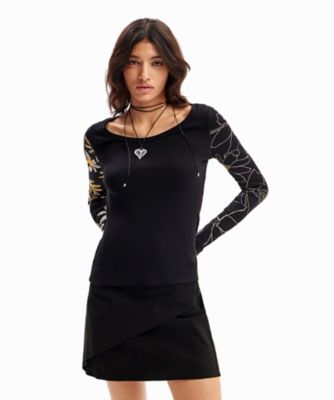 Desigual (Women)/デシグアル 花柄 リブ編みTシャツ