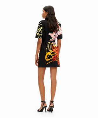 Ｍ．Ｃｈｒｉｓｔｉａｎ　Ｌａｃｒｏｉｘ　蘭モチーフ　ショートシャツワンピース