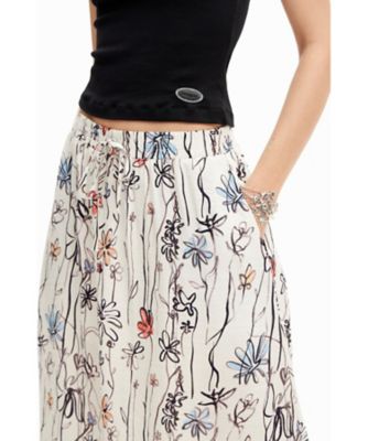 【新品❤️タグ付き】Desigual デシグアル　フレアスカート　レース　花柄 花柄レースのミディスカート 24WWFWX1 | Desigual