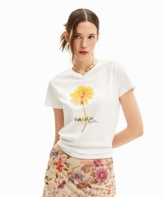 ＜Desigual (Women)＞花のイラストＴシャツ