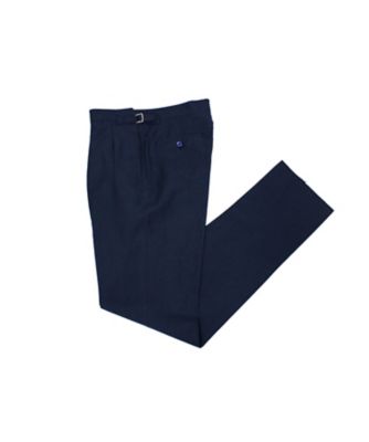 RING JACKET CANONICO PANTS 46 ウールトラウザーズ トロピカルウール×リネン混 ネイビートラウザーズ RT076S24X