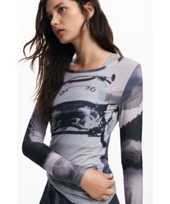Desigual(デシグアル)　前裾アシメ　ロングトップス Desigual(デシグアル) 前裾アシメ ロングトップス - メルカリ