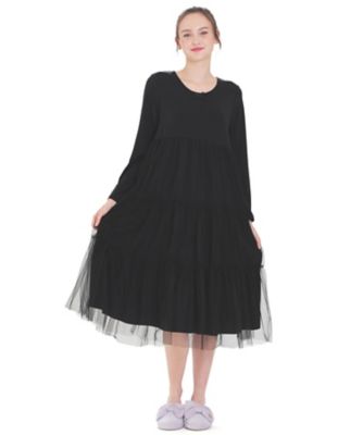 【SALE】Narue (Women)/ナルエー T/R天竺エアリーリボンナイトドレス 25ー11010 ブラック ルームウェア【三越伊勢丹/公式】