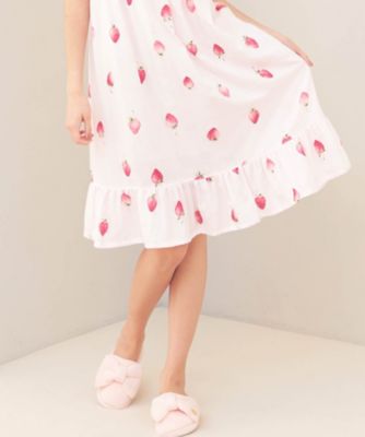 コットンダブルガーゼいちごノースリーブワンピース　２５ー１１０１９