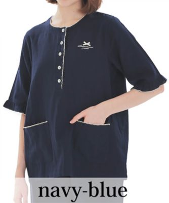 ダブルガーゼ無地プルオーバーパジャマ　２５ー４２４１２