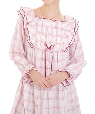 Narue (Women)/ナルエー 50/ダブルガーゼガーリーチェックワンピース 25-51005 ピンク ルームウェア【三越伊勢丹/公式】