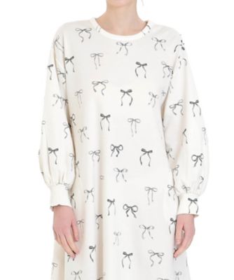 Narue (Women)/ナルエー エアーニットリボンワンピース 25-51010 ホワイト ルームウェア【三越伊勢丹/公式】