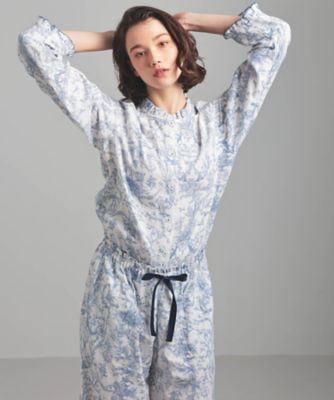 Narue (Women)/ナルエー コットンダブルガーゼトワルドジュイフリルパジャマ 25-51407 ネイビー ルームウェア【三越伊勢丹/公式】