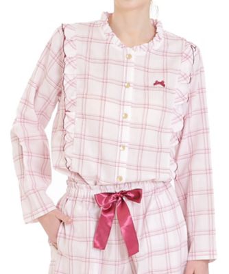Narue (Women)/ナルエー 50/ダブルガーゼガーリーチェックフリルパジャマ 25-51410 ピンク ルームウェア【三越伊勢丹/公式】
