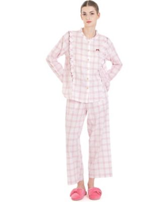 50／ダブルガーゼガーリーチェックフリルパジャマ 25－51410