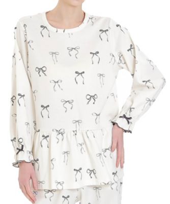 Narue (Women)/ナルエー エアーニットリボンペプラムパジャマ 25-51419 ホワイト ルームウェア【三越伊勢丹/公式】