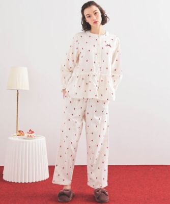 コットンダブルガーゼいちごペプラムパジャマ 25－51432