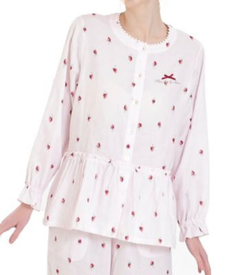 Narue (Women)/ナルエー コットンダブルガーゼいちごペプラムパジャマ 25-51432 ピンク ルームウェア【三越伊勢丹/公式】