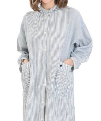 シュークリームガーゼ（R）ストライプワンピース 25－52002