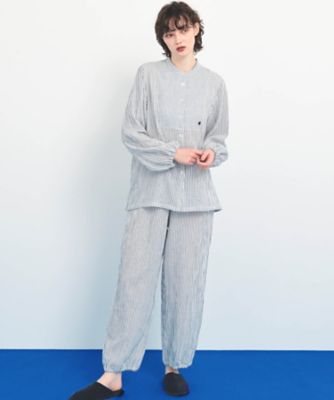Narue (Women)/ナルエー シュークリームガーゼ(R)ストライプスタンドカラーパジャマ 25-52406 ネイビー ルームウェア【三越伊勢丹/公式】