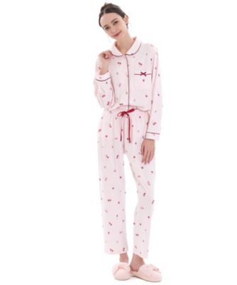 コットン接結チェリーシャツパジャマ 25ー71402 | Narue (Women
