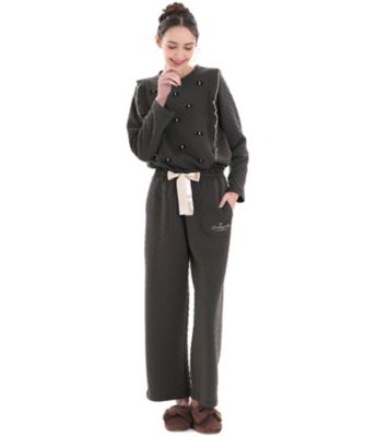 裏綿接結（綿入り）リボン ジャカード フリルパジャマ 25ー