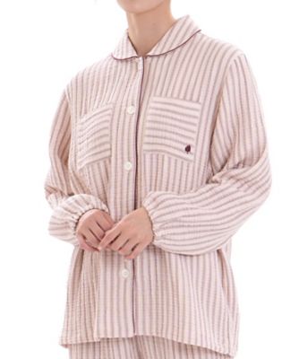 Narue (Women)/ナルエー シュークリームガーゼ(R)4+ストライプシャツパジャマ 25ー72404 ピンク ルームウェア【三越伊勢丹/公式】