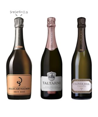 ０１５．シャンパーニュ〈ビルカール・サルモン〉入り！瓶内二次製法　ロゼスパークリングワイン３本セット