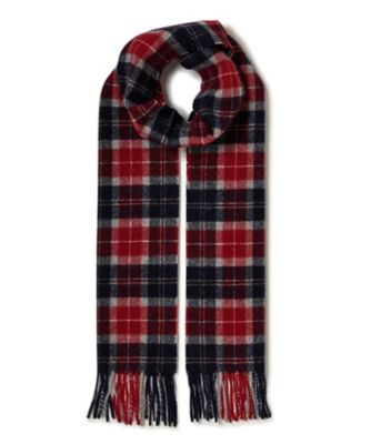 タータンチェックマフラー ネイビー/レッド イーストボーイ チェック柄マフラー ネイビーレッド 女神刺繍入り 約