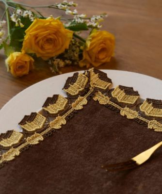 近沢レース 福砂屋 カステラ ハンカチ イエロー ブラウン 福砂屋×近沢